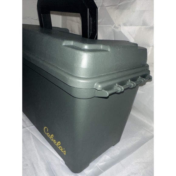 Cabela’s 3664 Plastic Dry-Storage Ammo Box/Can Tactical-Green flip top/ Good - Picture 6 of 16